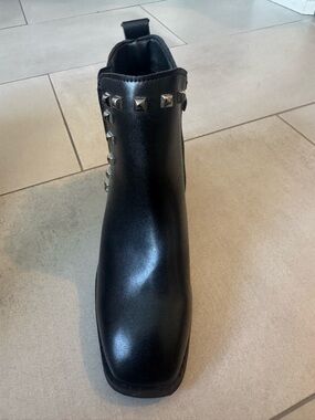 Black Studded faux Leather Ankle Boot for Women